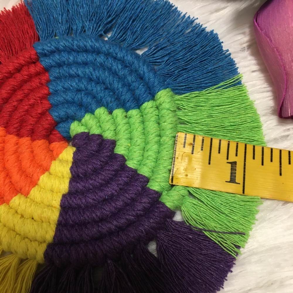 3 PCS Macrame Coaster Rainbow 🌈 Handmade - Picture 6 of 8